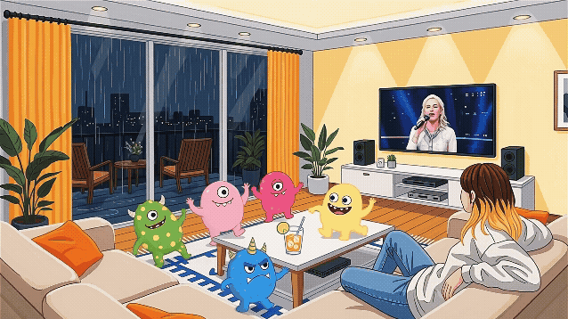 party at rainy night